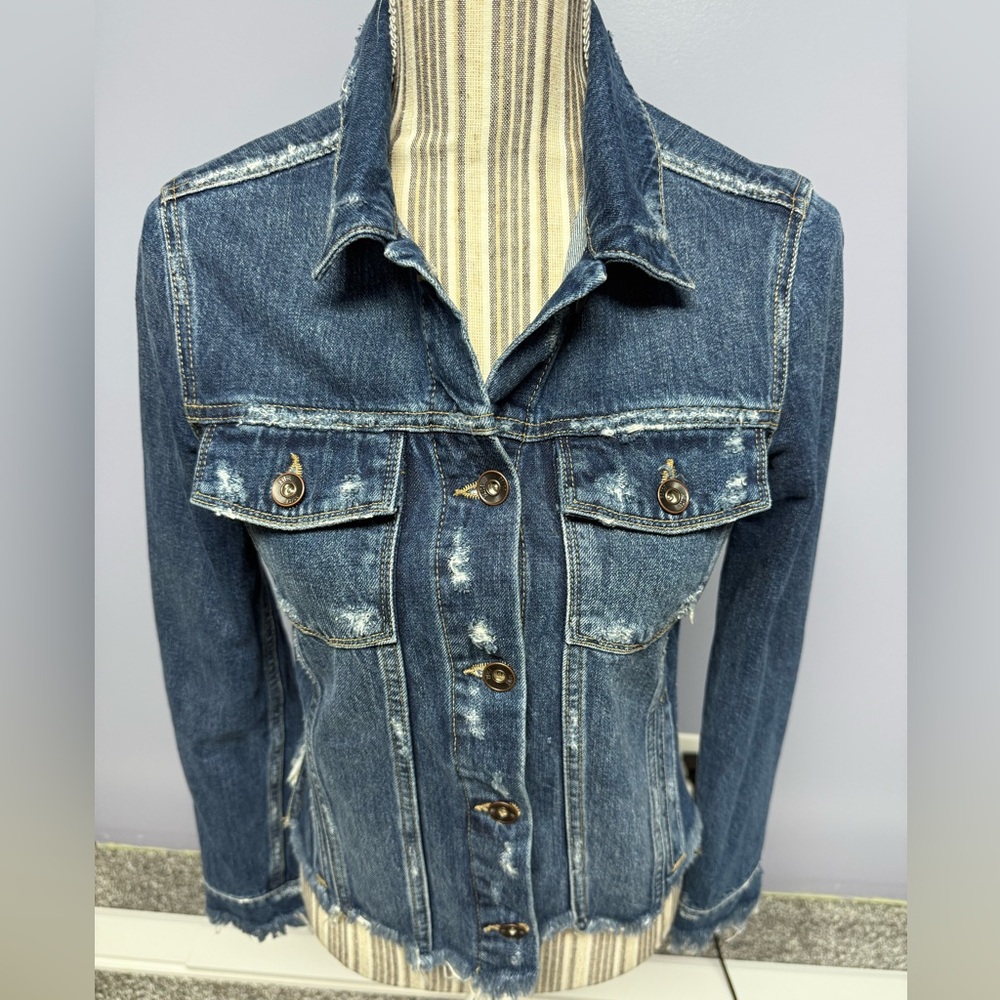 PAIGE Rowan distressed Denim Jacket XS - Picture 5 of 13